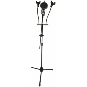 Adjustable mic stand with phone holder